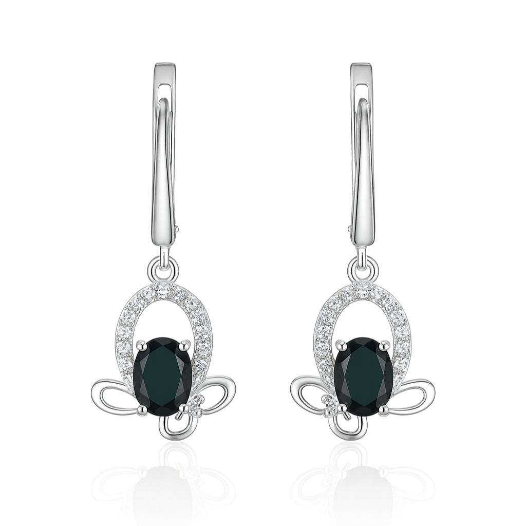Black Oval Drop Earrings