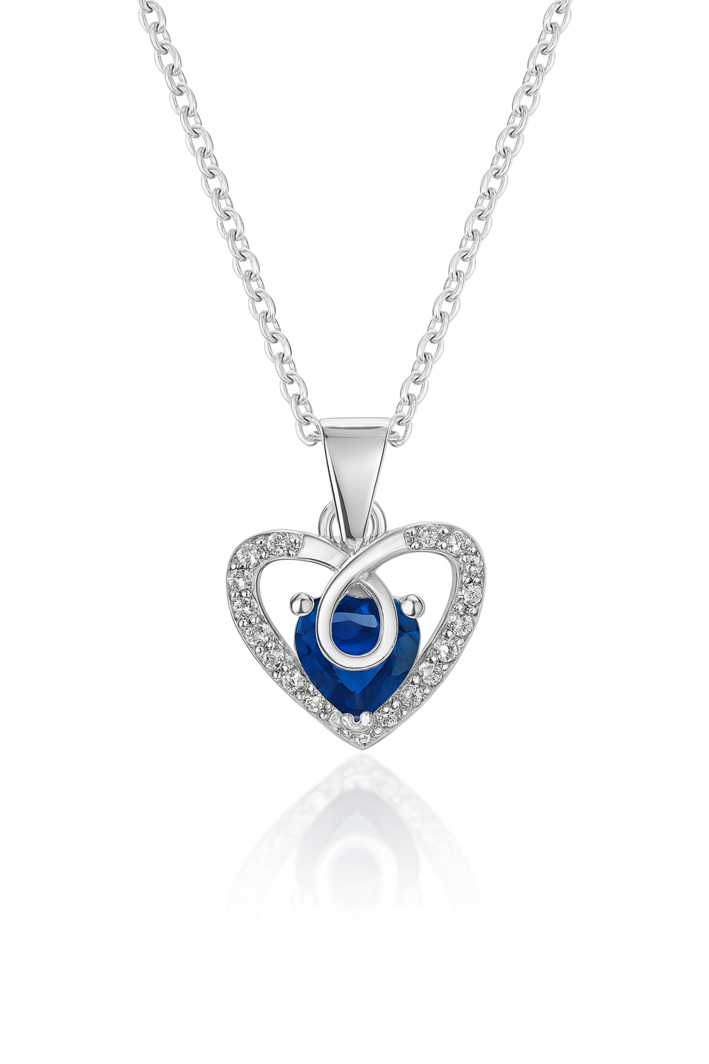 925 Sterling Silver Blue Heart Ring & Stud Earrings Set