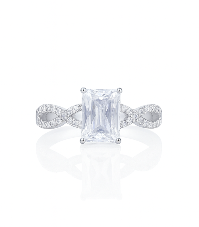 Emerald-Cut White Stone Ring