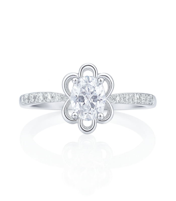 Floral Halo Silver Ring