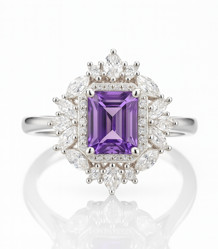 Royal  Amethyst Halo Ring