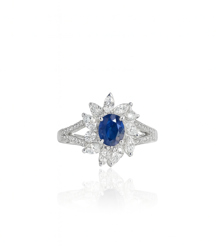 Starlit Sapphire Cluster Ring