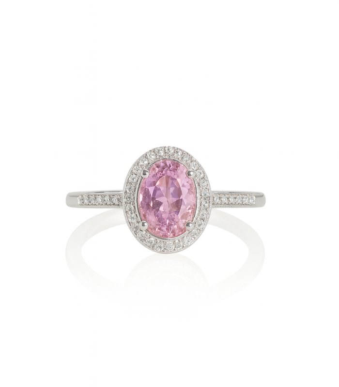 Pink Sapphire Halo Ring