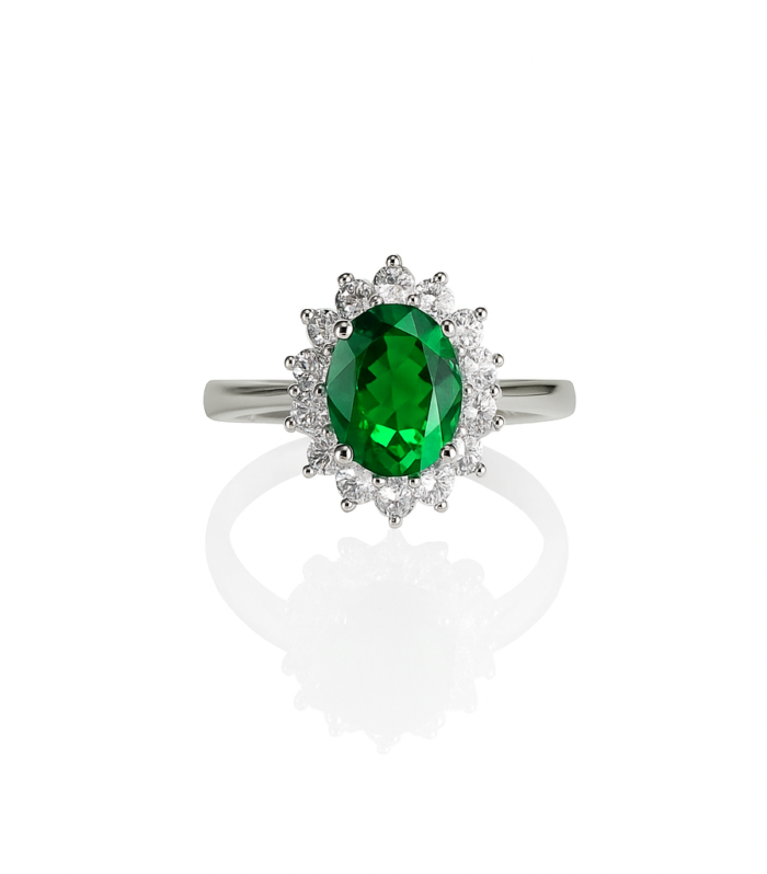 Emerald Bloom Cluster Ring