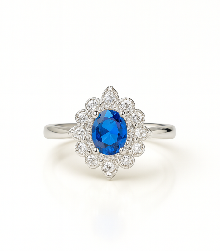 Sapphire Petal Cluster Ring