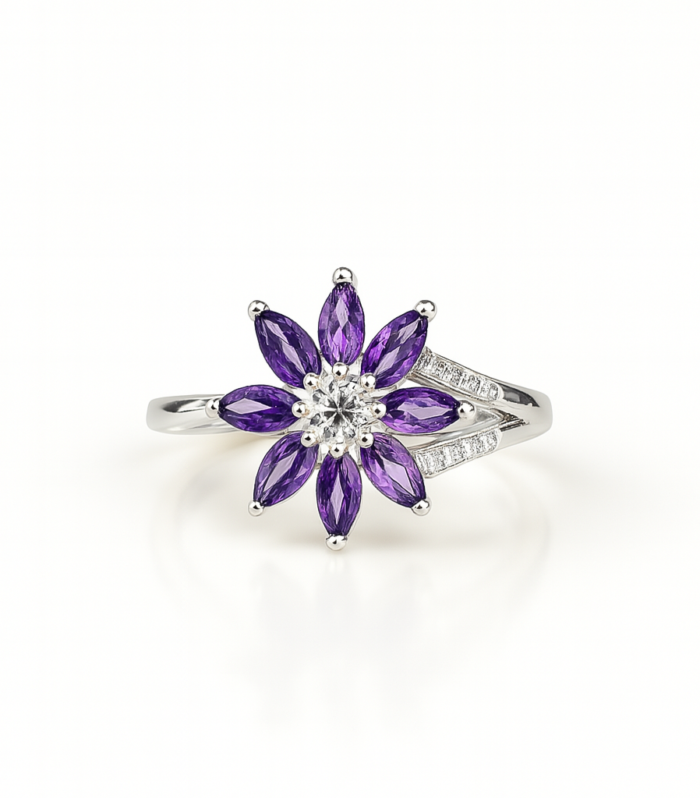 Amethyst Petal Cluster Ring
