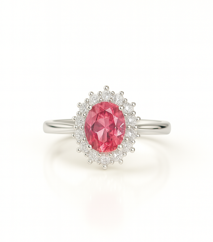 Pink Tourmaline Cluster Ring