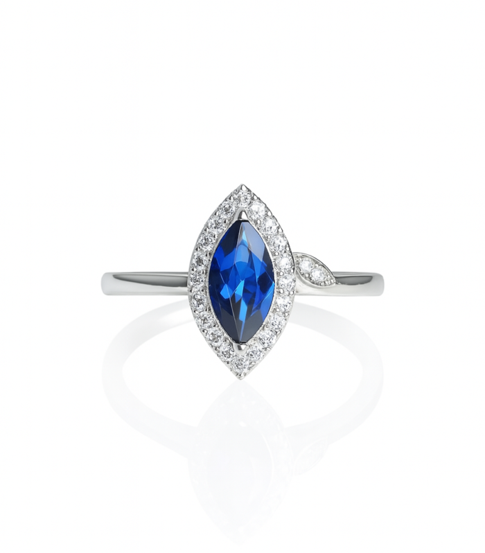 Marquise Sapphire Leaf Ring