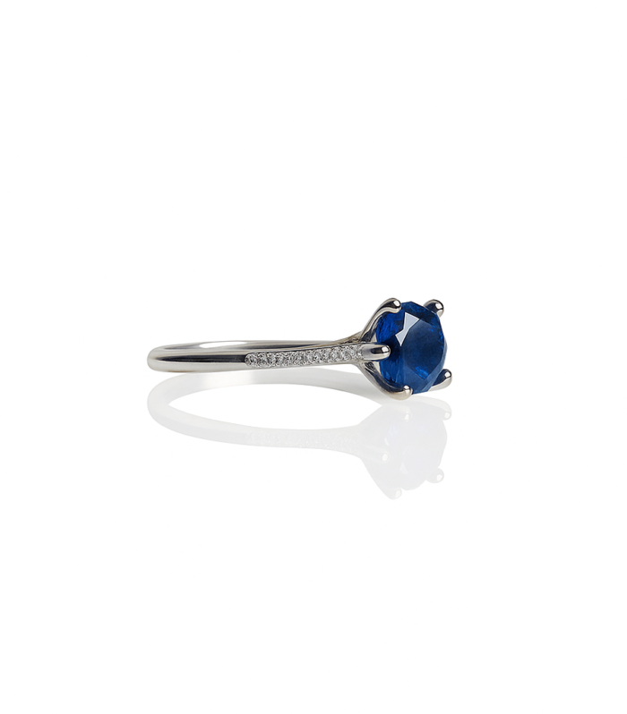Blue Solitaire Sparkle Ring