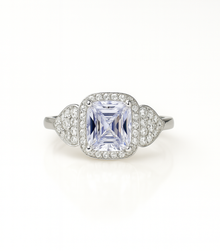 Radiant Square Halo Ring